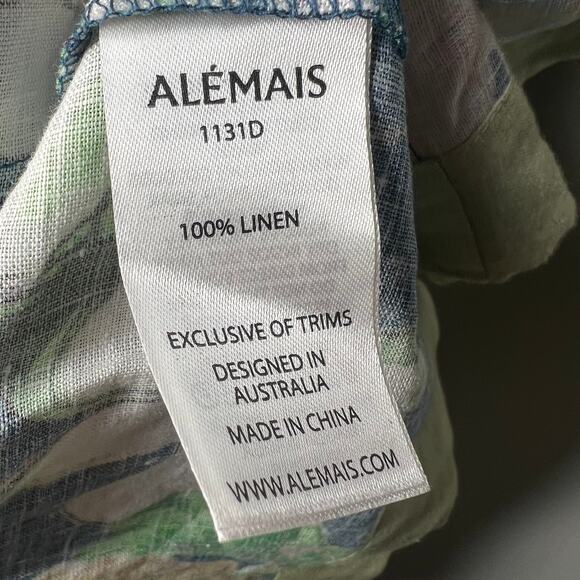 ALEMAIS Navy Floral Linen Mini Dress Size 4 - Picture 9 of 10